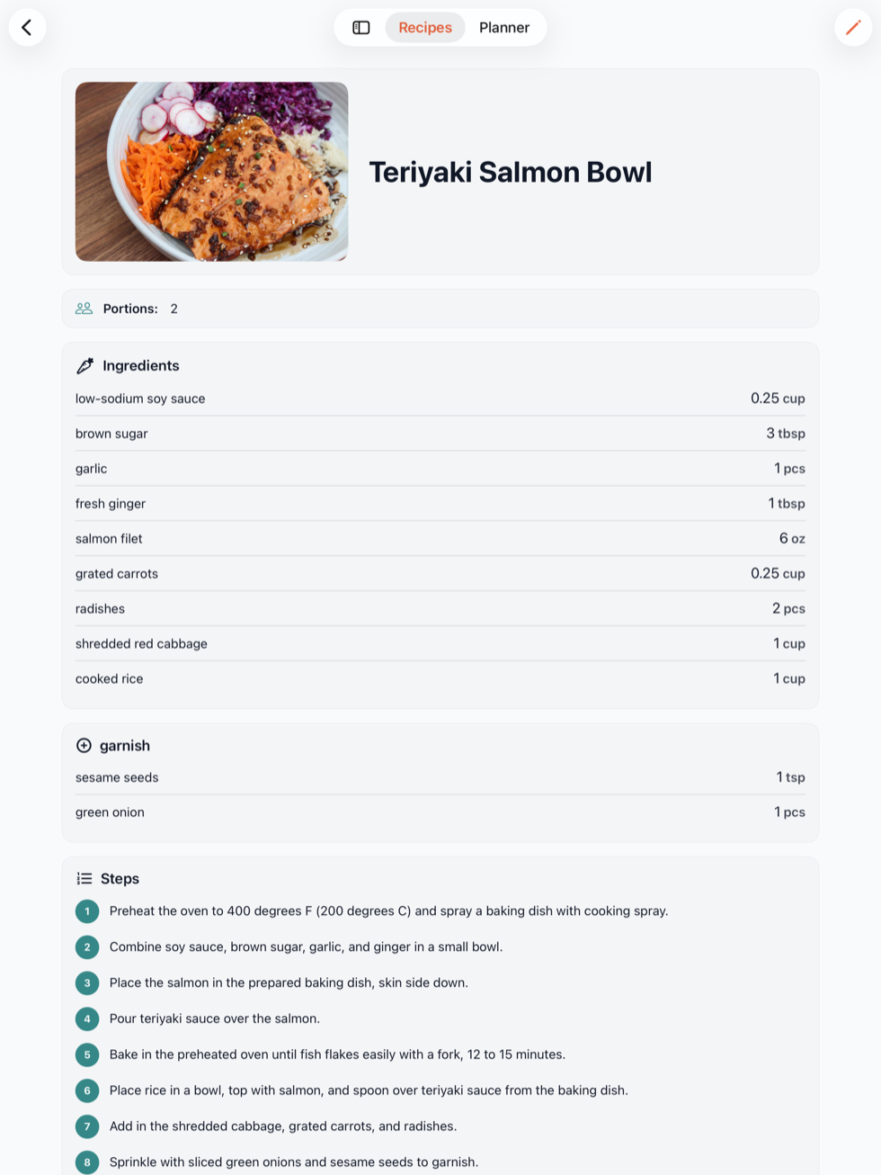 A complete Plately recipe on iPad
